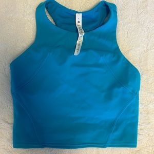 Aqua blue lululemon bra top, size 4, sold out on store website